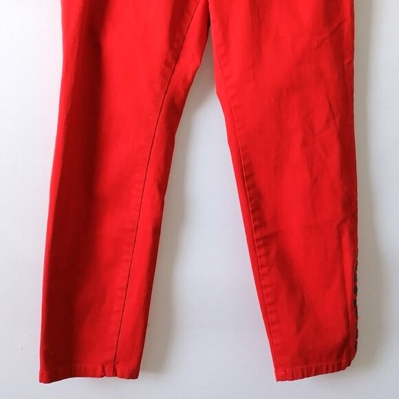 Soft Surroundings Womens Red High Rise Button Hem Straight Leg Dress Pant Size L - Picture 4 of 7